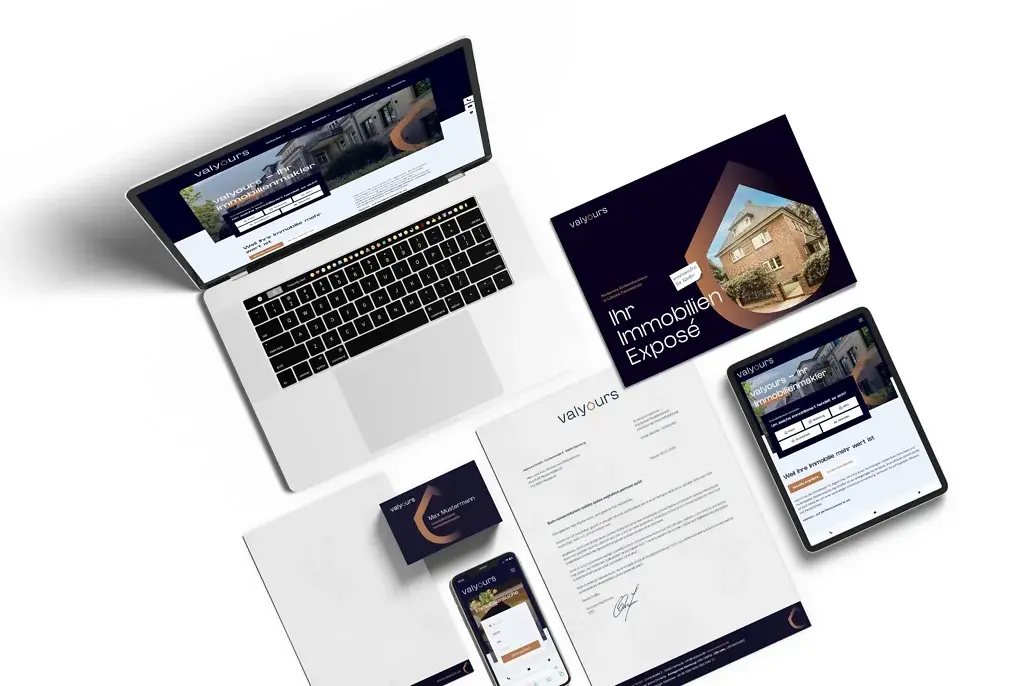 valyours Immobilienvermarktung mit Website, Exposé und digitalen Anwendungen auf verschiedenen Geräten